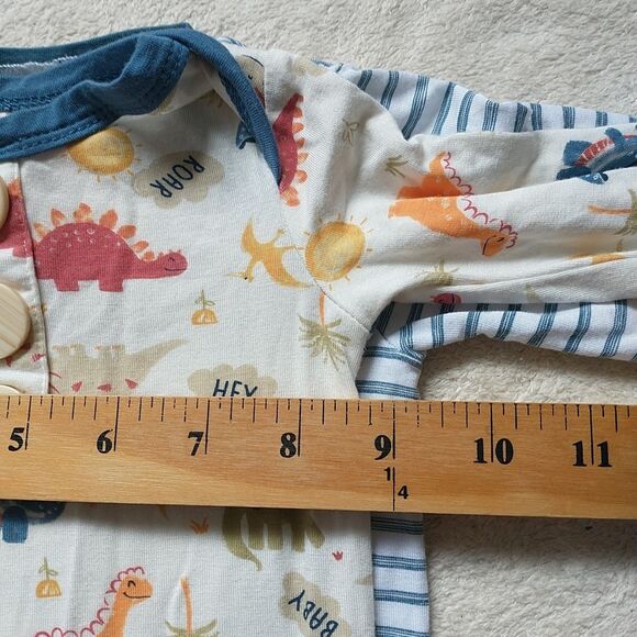 Milkberry One-piece Bodysuit Baby Boy 0-6M Dinosours Striped Bamboo Set Of 2 - Picture 16 of 16